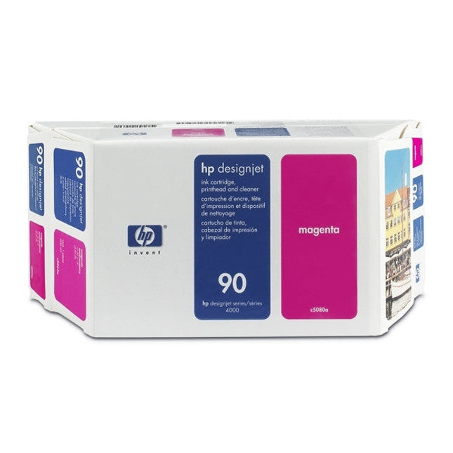 Genuine HP 90 400ml Value Pack Magenta Ink Cartridge, Printhead and Cleaner C5080A