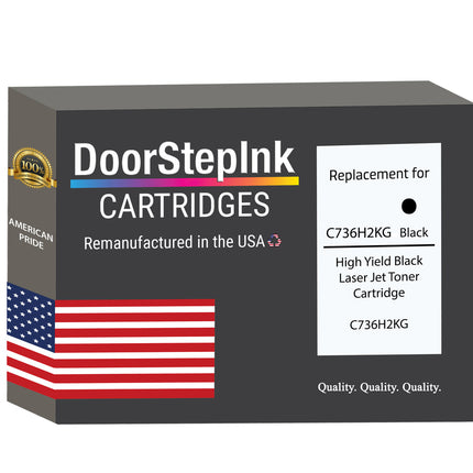 DoorStepInk Remanufactured in the USA For Lexmark C736H2KG High Yield Black Laser Toner Cartridge, C736H2KG