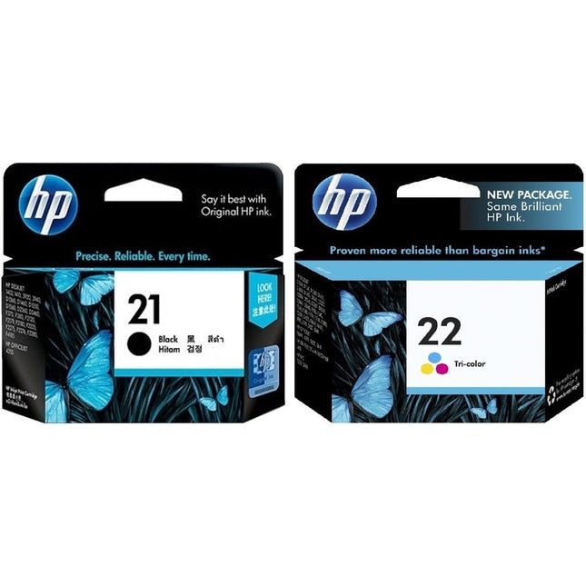 Original HP 21/22 Standard Yield Black & Color Ink Cartridge, CC630AA