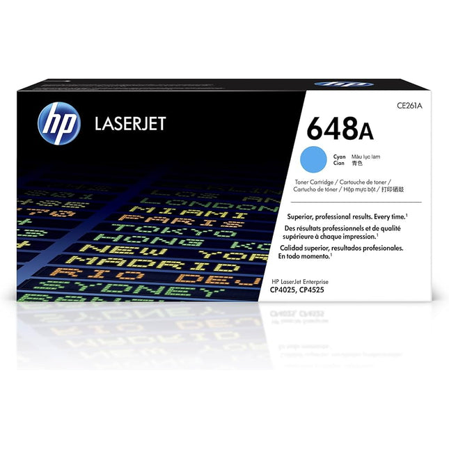 HP 648A Cyan Standard-Yield LaserJet Toner Cartridge, CE261A