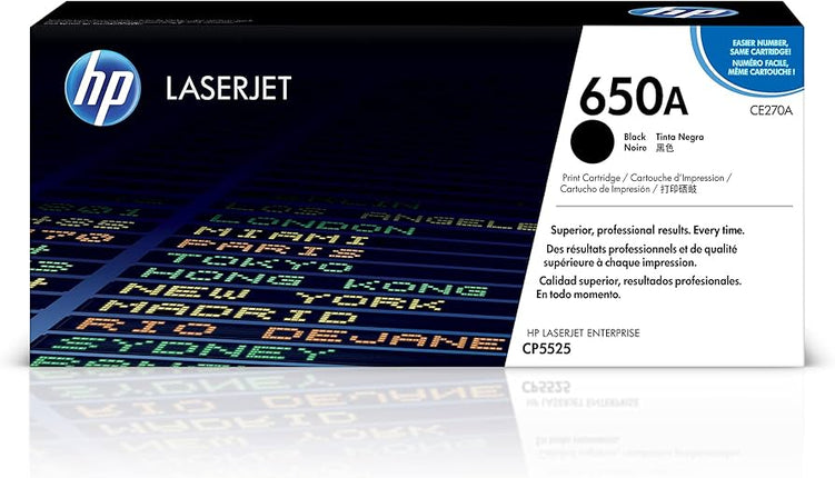 Genuine HP 650A Standar-Yield Black Laser Toner Cartridge, CE270A
