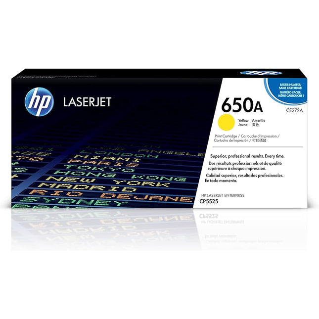 Genuine HP 650A Standard-Yield Yellow Laser Toner Cartridge, CE272A