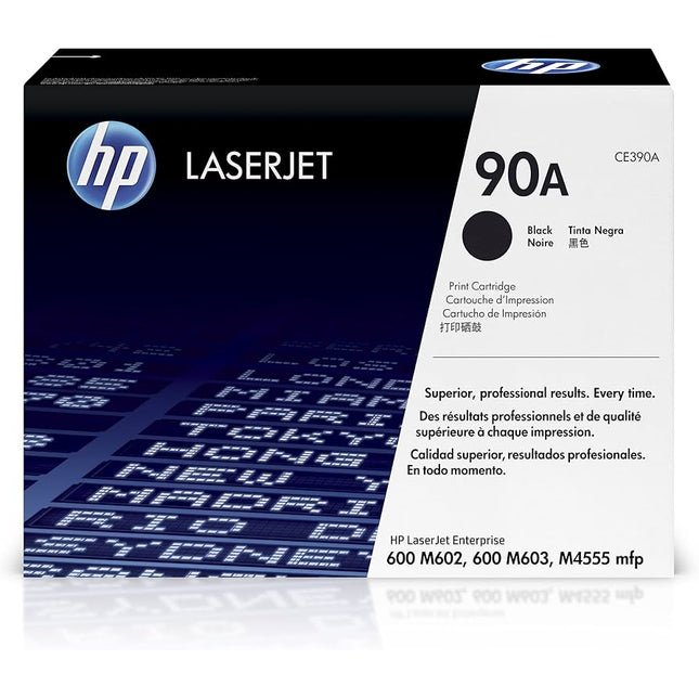 Original HP 90A Black LaserJet Toner Cartridge, CE390A
