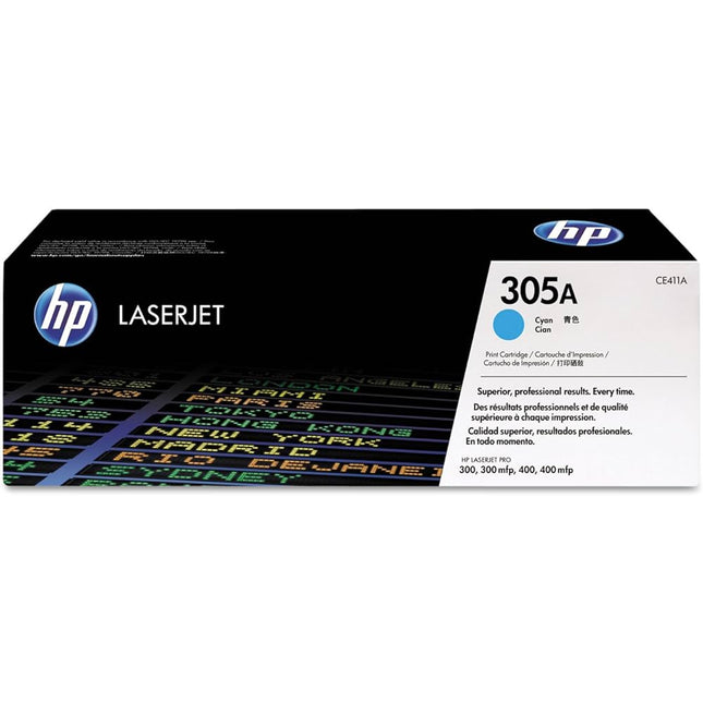 HP 305A Standard Yield Cyan Toner Cartridge, CE411A