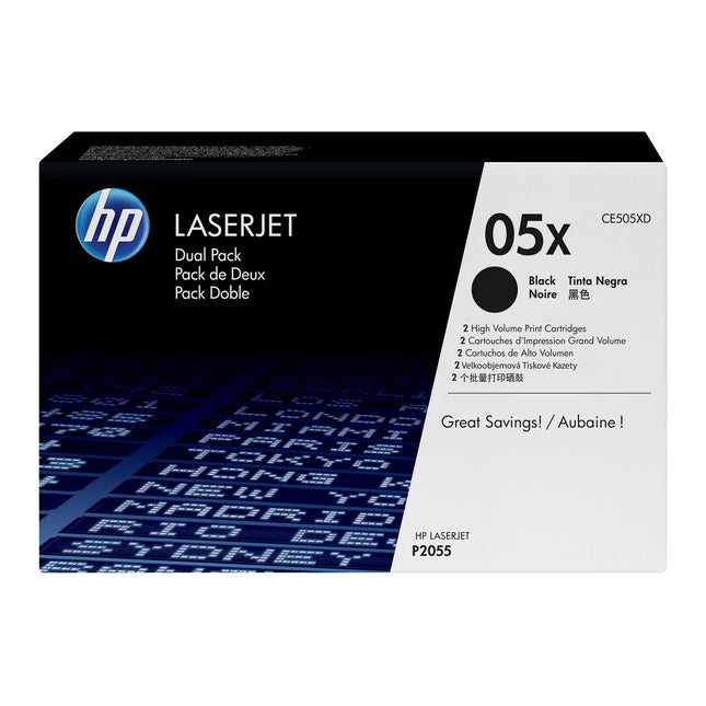 HP 05X Dual High Yield Black LaserJet Toner Cartridge, CE505XD