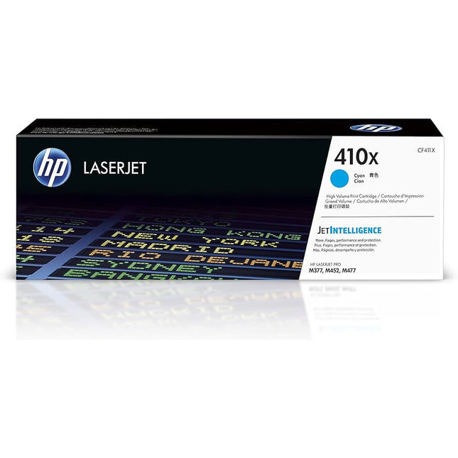 HP 410X High-Yield Cyan Laser Toner Cartridge, CF411X