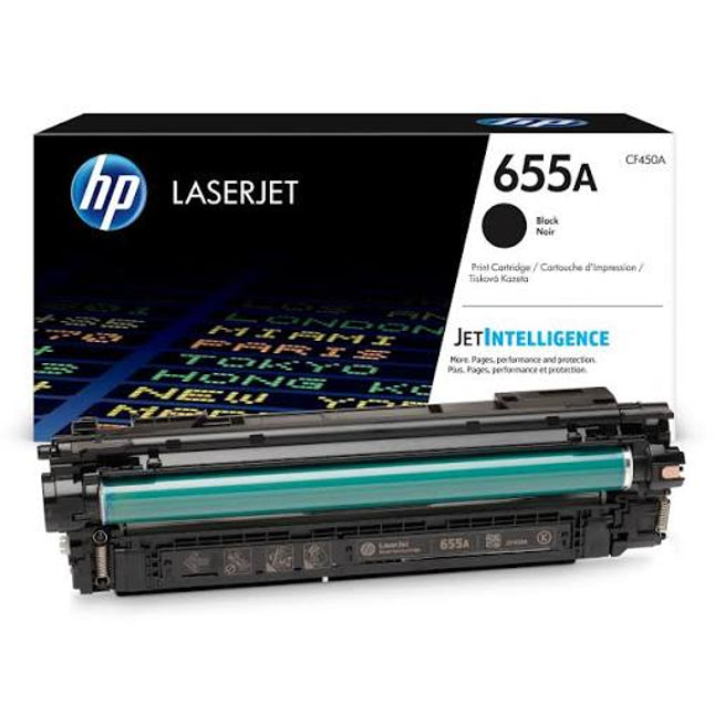 Original HP 655A Standard Yield Black Toner Cartridge, CF450A