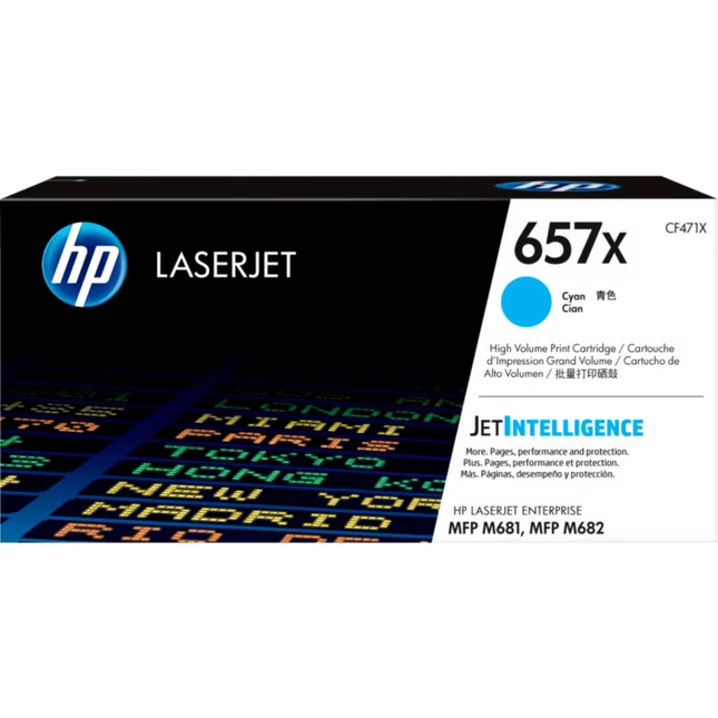 Original HP 657X High Yield Cyan Toner Cartridge, CF471X
