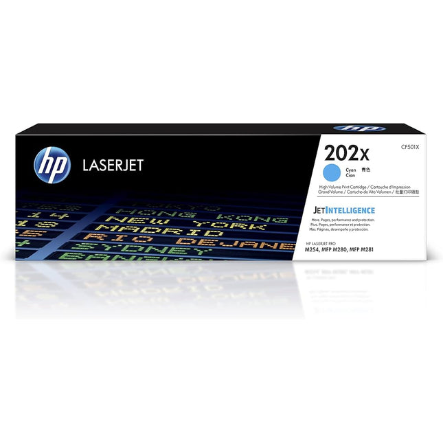 HP 202X High Yield Cyan Toner Cartridge, CF501X