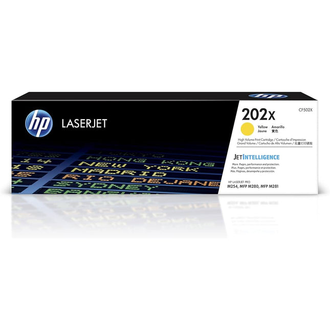HP 202X High Yield Yellow Toner Cartridge, CF502X
