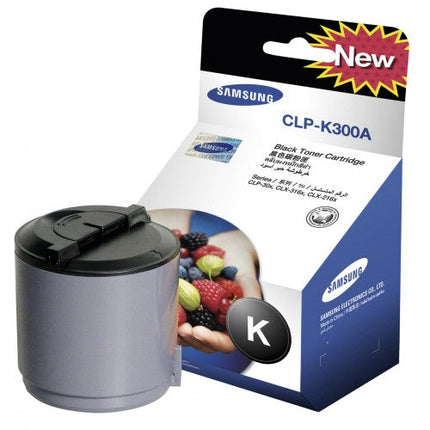 Original Samsung CLP-K300 Standard Yield Black Toner Cartridge, CLP-K300A