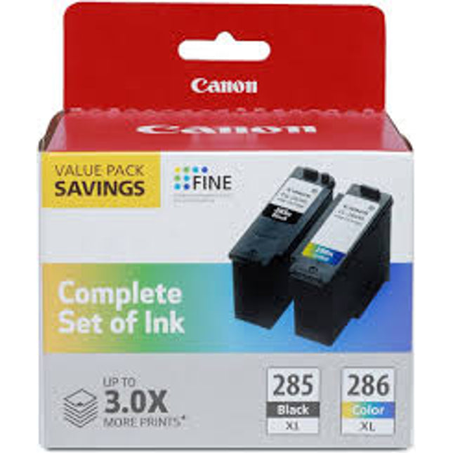 Original Canon 285XL/286XL High Yield Black and Color Ink Cartridge, 2 Pack