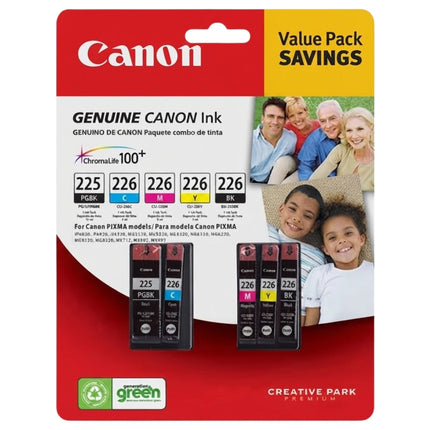 Canon 1 PGI-225 Black / CLI-226 1 Black and 3 Colors 5-Pack Ink Cartridge