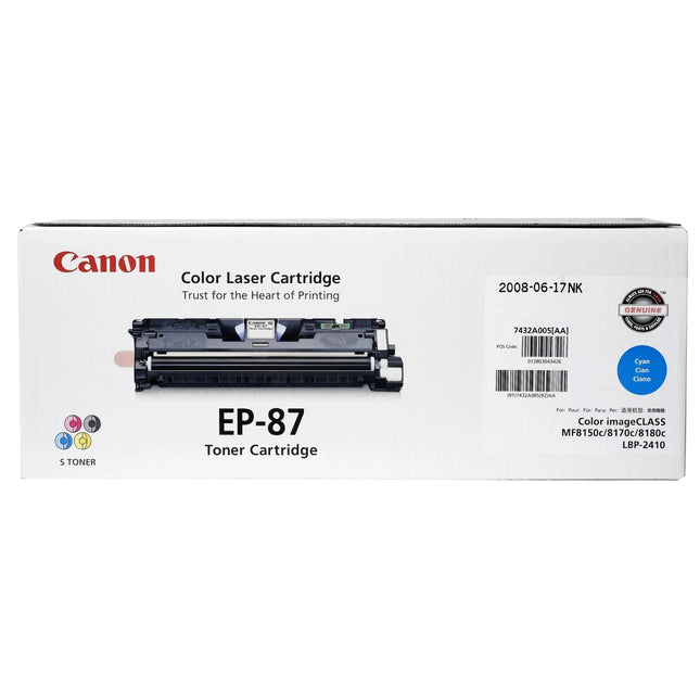 Canon Genuine EP-87 Standard Yield Cyan Toner Cartridge, 7432A005