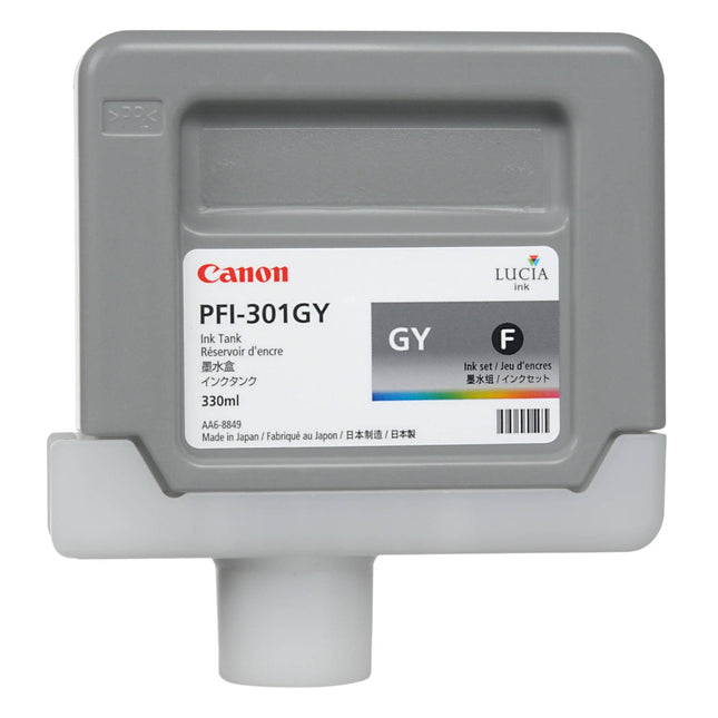Canon PFI-301GY Standard-Yield Gray Ink Cartridge, 1495B001AA