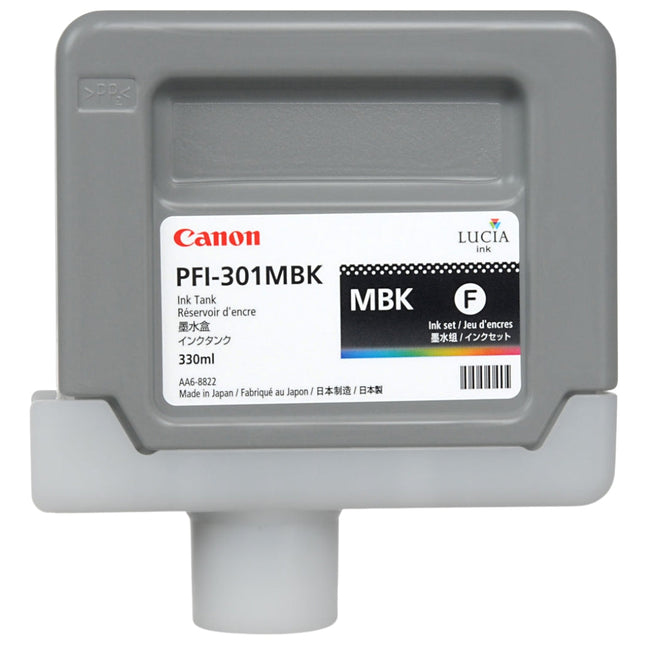 Canon PFI-301MBK Standard-Yield Matte Black Ink Cartridge, 1485B001AA