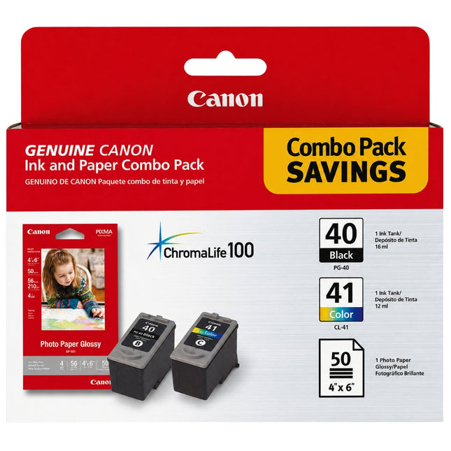 Canon PG-40 Black and Cl-41 Color Ink Cartridge, 0615B009
