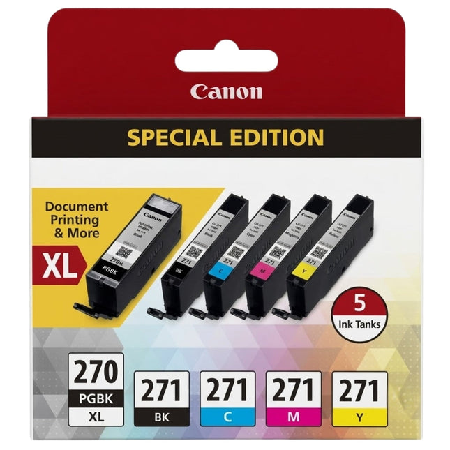 Canon PGI-270XL Black and CLI-271 Black and color Ink Cartridges-5pack