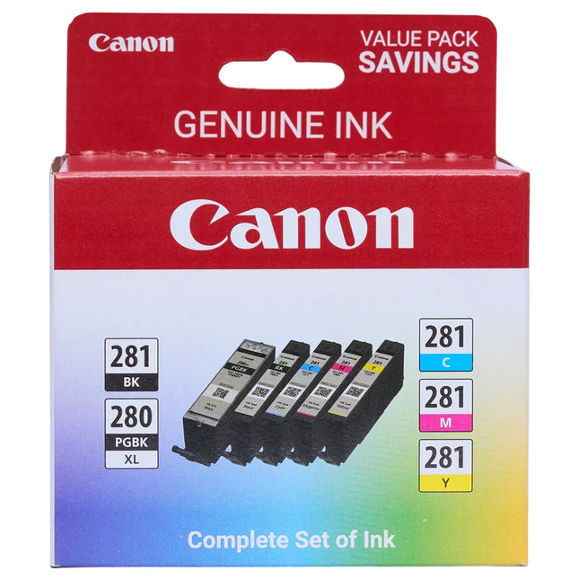 Canon PGI-280XL/CLI-281 Black and Color Ink Cartridges-5 Pack