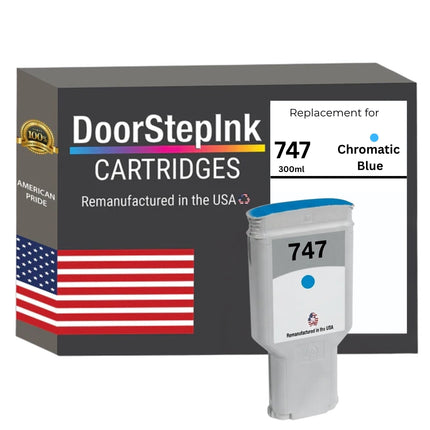 DoorStepInk Brand for HP 747 300mL Chromatic Blue Remanufactured in the USA Ink Cartridge