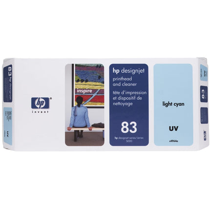 Original HP 83 UV 680-ml (C4964A) Light Cyan Printhead and Printhead Cleaner