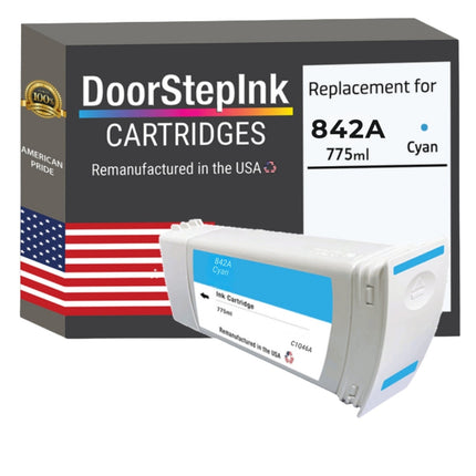 DoorStepInk Brand for HP 842A Cyan Remanufactured in the USA Ink Cartridge-C1Q46A