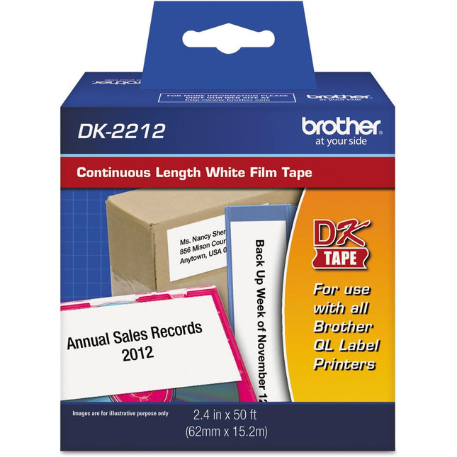 Genuine Brother DK-2212 Black on White Film Tape for QL Label Printers Black on White