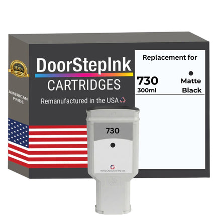 DoorStepInk Brand for HP 730 300ML (P2V71A) Matte Black Remanufactured in the USA Ink Cartridge, P2V71A