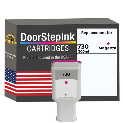 DoorStepInk Brand for HP 730 300ML (P2V69A) Magenta Remanufactured in the USA Ink Cartridge, P2V69A