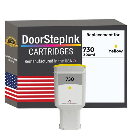 DoorStepInk Brand for HP 730 300ML (P2V70A) Yellow Remanufactured in the USA Ink Cartridge, P2V70A