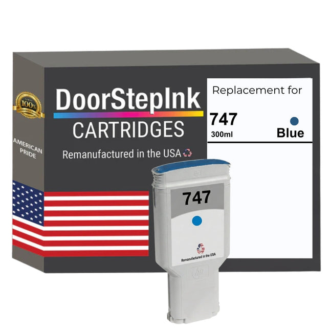 DoorStepInk Brand for HP 747 300mL Blue Remanufactured in the USA Ink Cartridge