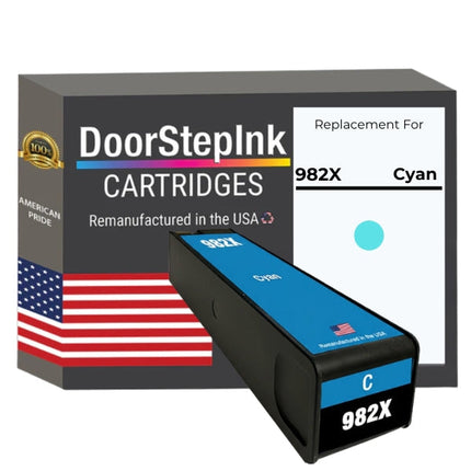 DoorStepInk Brand for HP 982X Cyan Remanufactured in the USA Ink Cartridge-T0B27A