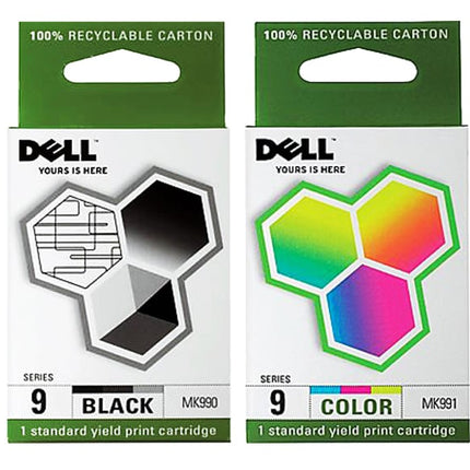 Original Dell Series 9 MK992 Black / MK993 Color Ink Cartridges Combo Pack
