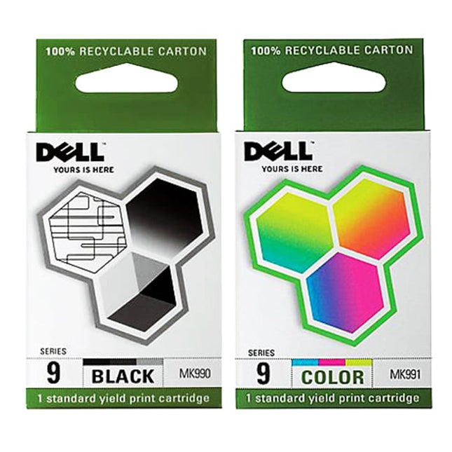 Original Dell Series 9 MK992 Black / MK993 Color Ink Cartridges Combo Pack