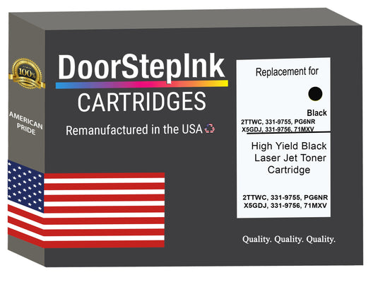 DoorStepInk Brand For Dell 2TTWC, 331-9755, PG6NR, X5GDJ, 331-9756, 71MXV High Yield Black Remanufactured in the USA Toner Cartridge,2TTWC, 331-9755, PG6NR, X5GDJ, 331-9756, 71MXV