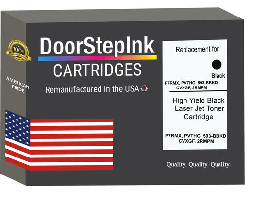 DoorStepInk Brand For Dell P7RMX, PVTHG, 593-BBKD, CVXGF, 2RMPM High Yield Black Remanufactured in the USA Toner Cartridge,P7RMX, PVTHG, 593-BBKD, CVXGF, 2RMPM