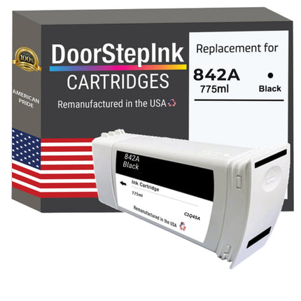 DoorStepInk Brand for HP 842A Black Remanufactured in the USA Ink Cartridge-C1Q45A