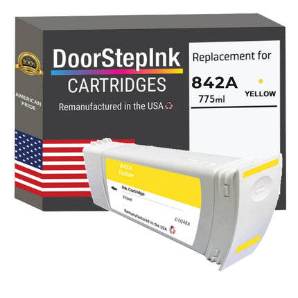 DoorStepInk Brand for HP 842A Yellow Remanufactured in the USA Ink Cartridge-C1Q48A