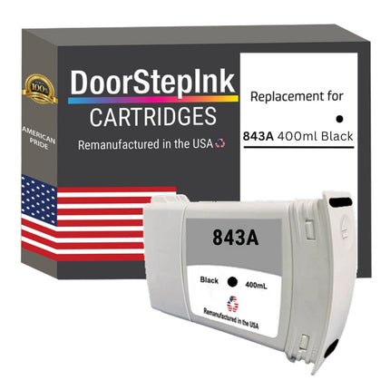 DoorStepInk Brand for HP 843A Black Remanufactured in the USA Ink Cartridge-C1Q57A