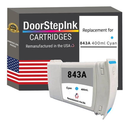 DoorStepInk Brand for HP 843A Cyan Remanufactured in the USA Ink Cartridge-C1Q58A