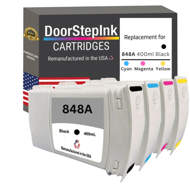DoorStepInk Brand for HP 848A BCMY Remanufactured in the USA Ink Cartridge-4-Pack