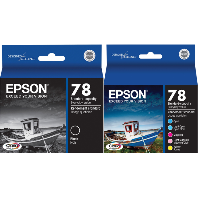 Epson 78 Claria black, Cyan, Light Cyan, Magenta, Light Magenta, Yellow Ink Cartridges, Pack Of 6, T078920