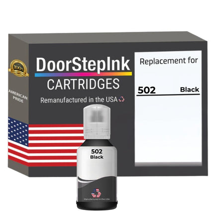 DoorStepInk Brand Replacement For Epson 502 (T502120-S) 140 ml Black Ink Bottle Made in the USA