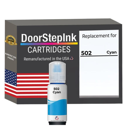 DoorStepInk Brand Replacement For Epson 502 T502220-S 70 ml Cyan Ink Bottle Made in the USA