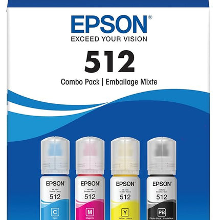 Original Epson T512 EcoTank Multi-Color (4-Pack) Ink Bottle, T512520-S