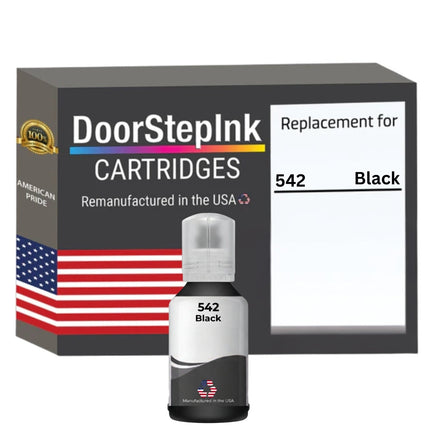 DoorStepInk Brand Replacement For Epson 542 (T542120-S) 130 ml Black Standard Yield Ink Bottle Made in the USA, T542120-S