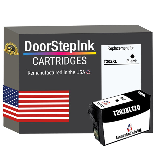DoorStepInk Brand for Epson T202XL High Yield Black Remanufactured in USA Ink Cartridge,T202XL120
