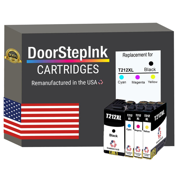 DoorStepInk Brand for Epson T212XL High Yield Remanufactured in USA Ink Cartridge,4-Pack