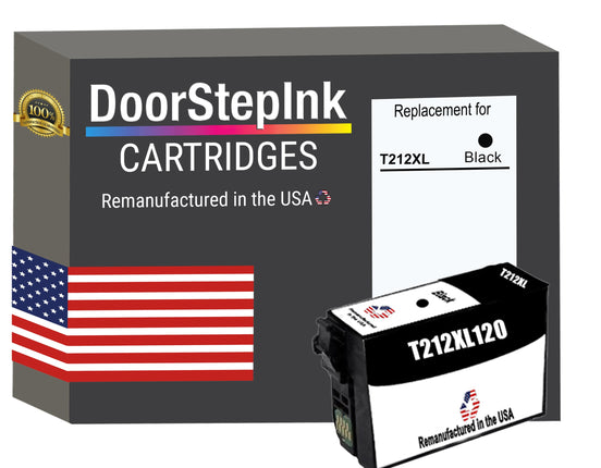 DoorStepInk Brand for Epson T212XL High Yield Black Remanufactured in USA Ink Cartridge,T212XL120