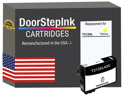 DoorStepInk Brand for Epson T212XL High Yield Yellow Remanufactured in USA Ink Cartridge, T212XL420-S